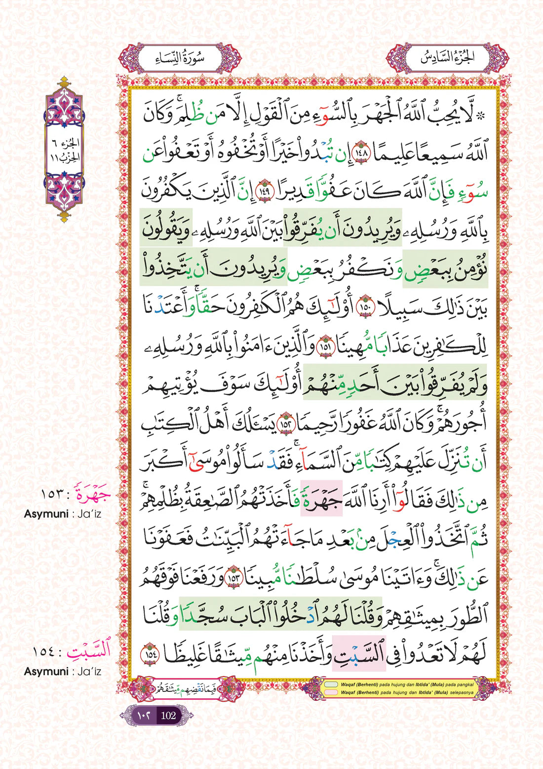 Al-Quran Al-Karim Tajwid Dan Waqaf & Ibtida’ An-Nibras Berserta Hukum Dan Rujukan (A4) - (TBAQ1048A)