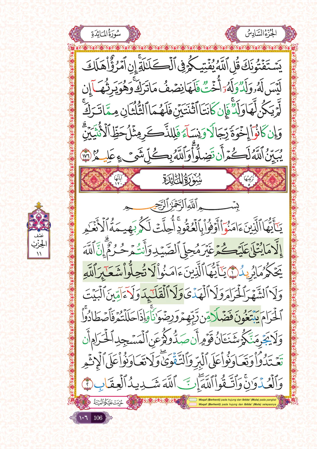 Al-Quran Al-Karim Tajwid Dan Waqaf & Ibtida’ An-Nibras Berserta Hukum Dan Rujukan (A4) - (TBAQ1048A)